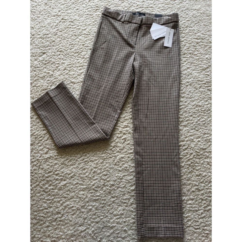 AMANDA + CHELSEA Houndstooth Modern Stretch Ankle Flared Pants Camel Black US 2